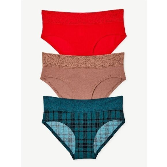 WOMEN'S LACE & Modal Hipster & Boyshort Underwear Panties 2, 3-Packs L - Picture 4 of 9